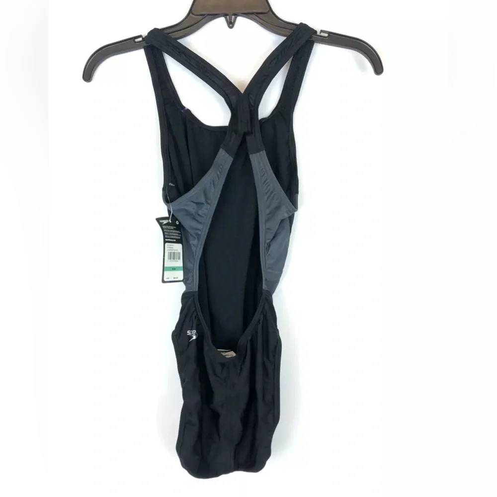 Speedo Women’s Pro LT Black Grey One Piece Swimsuit Size 8/34